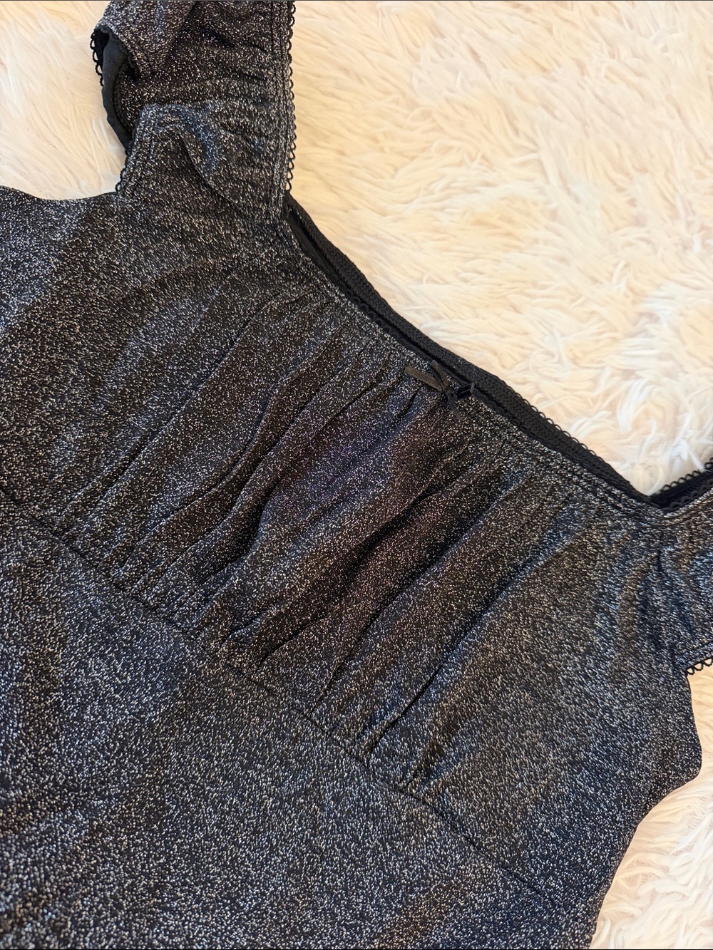 Girls Black Sparkle Top - size 10/12